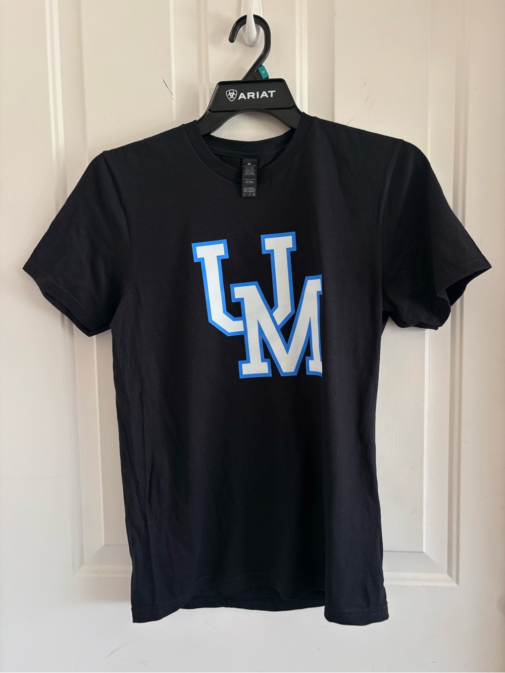 Ole Miss UM Gildan Black Short Sleeve Tee with Blue & White logo
